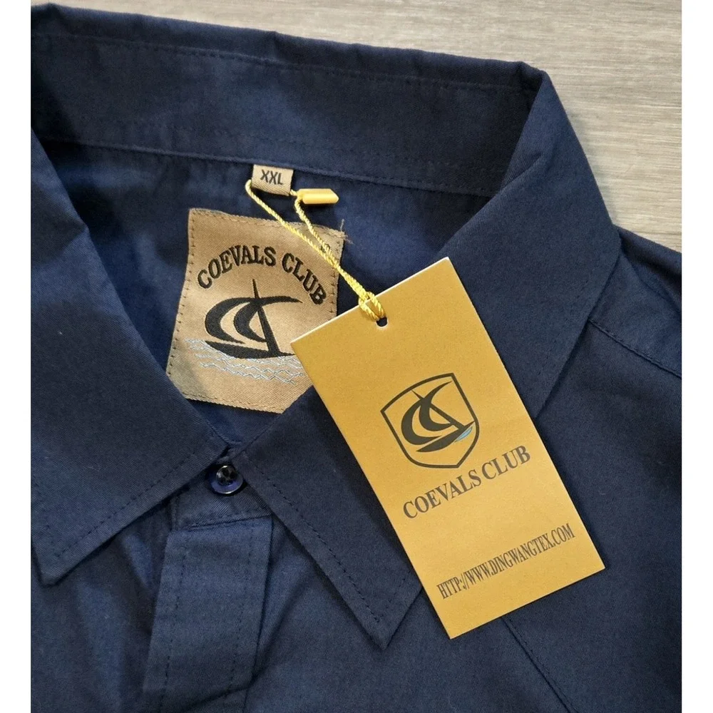 Coevals Club Pearl Snap Shirt Men 2XL Navy Blue L/S Roll Tab Sleeve Western NWT